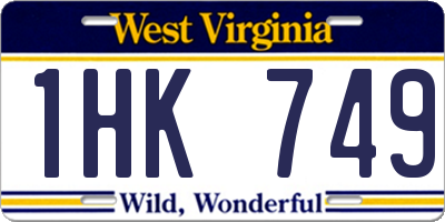 WV license plate 1HK749