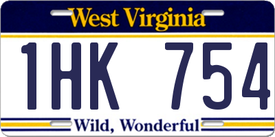WV license plate 1HK754