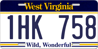 WV license plate 1HK758