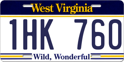WV license plate 1HK760