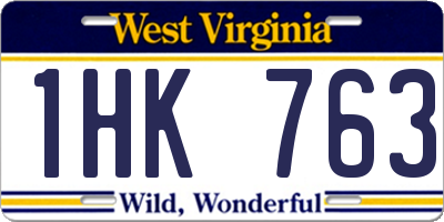 WV license plate 1HK763