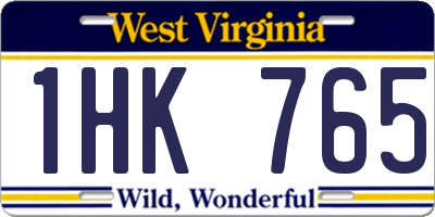 WV license plate 1HK765