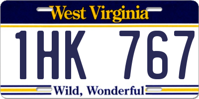 WV license plate 1HK767