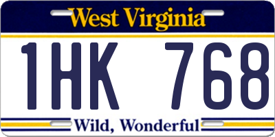 WV license plate 1HK768