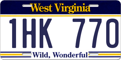 WV license plate 1HK770