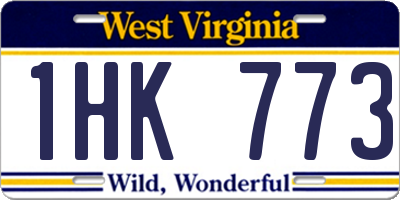 WV license plate 1HK773