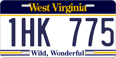 WV license plate 1HK775