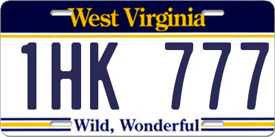 WV license plate 1HK777