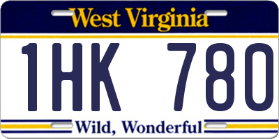 WV license plate 1HK780