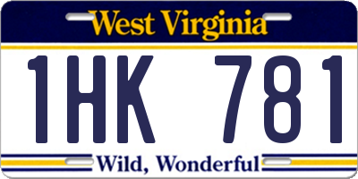 WV license plate 1HK781