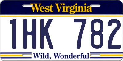 WV license plate 1HK782