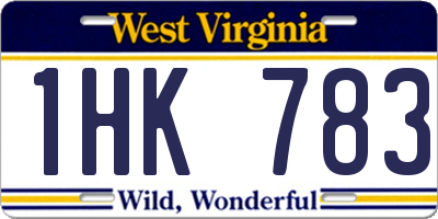 WV license plate 1HK783