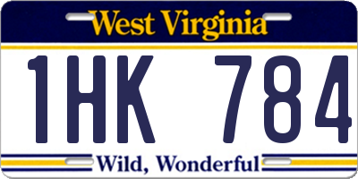 WV license plate 1HK784