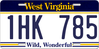 WV license plate 1HK785