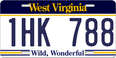 WV license plate 1HK788