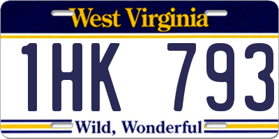 WV license plate 1HK793