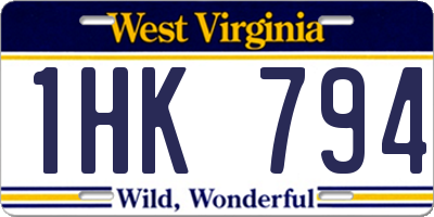 WV license plate 1HK794