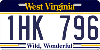 WV license plate 1HK796