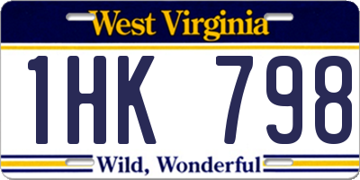 WV license plate 1HK798