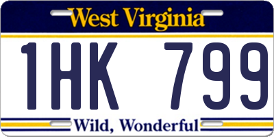 WV license plate 1HK799