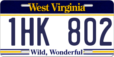 WV license plate 1HK802