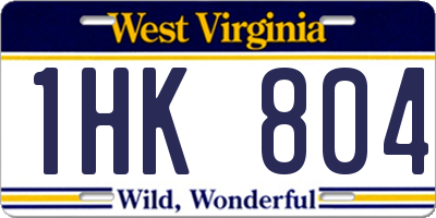 WV license plate 1HK804