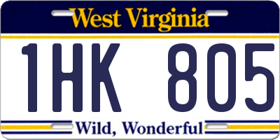 WV license plate 1HK805
