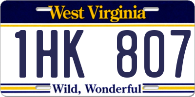 WV license plate 1HK807
