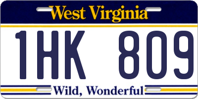 WV license plate 1HK809
