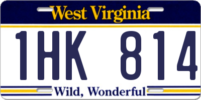 WV license plate 1HK814