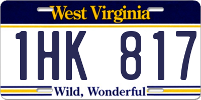 WV license plate 1HK817
