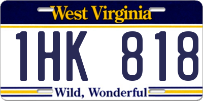 WV license plate 1HK818