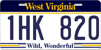 WV license plate 1HK820