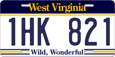 WV license plate 1HK821