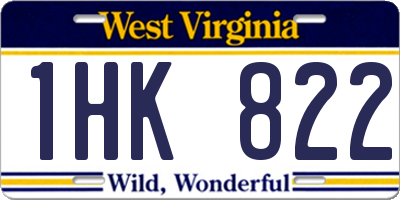 WV license plate 1HK822