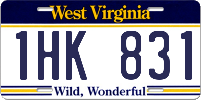WV license plate 1HK831