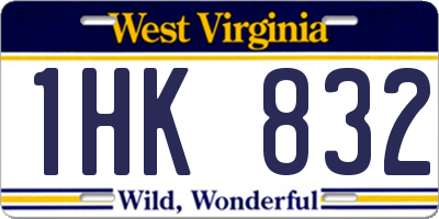 WV license plate 1HK832