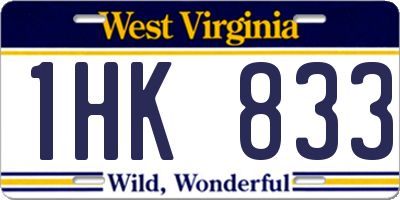 WV license plate 1HK833