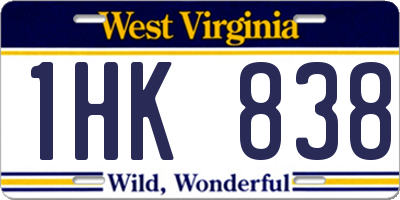 WV license plate 1HK838