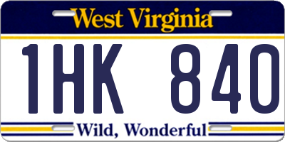 WV license plate 1HK840