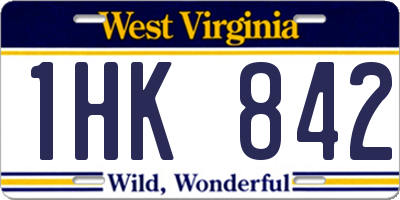 WV license plate 1HK842