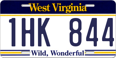 WV license plate 1HK844