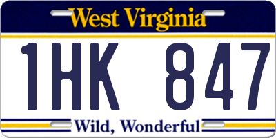 WV license plate 1HK847