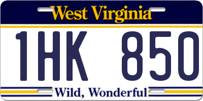 WV license plate 1HK850
