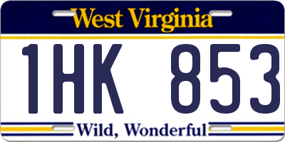 WV license plate 1HK853