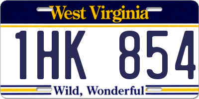 WV license plate 1HK854