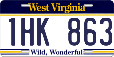WV license plate 1HK863