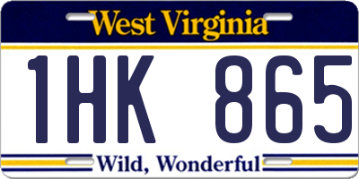 WV license plate 1HK865
