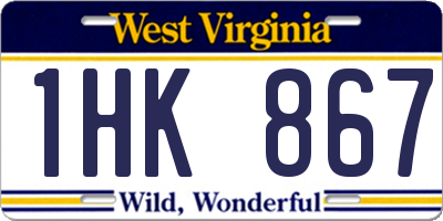 WV license plate 1HK867
