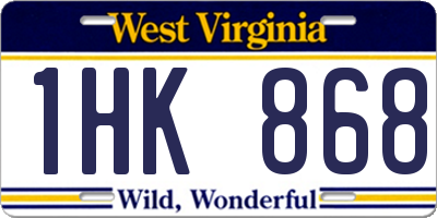 WV license plate 1HK868
